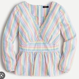 J crew V-Neck peplum rainbow shirt Size 8